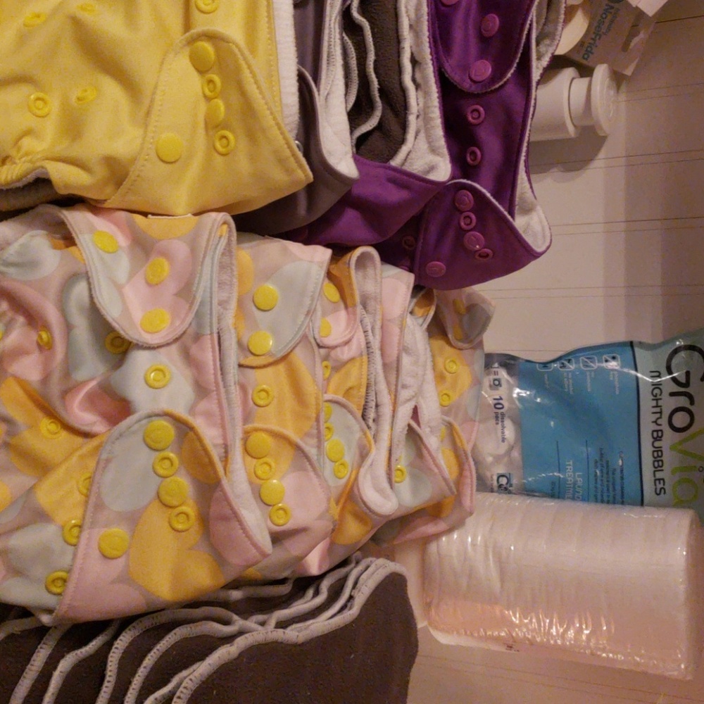 Cloth diaper lot - girly prints and solids